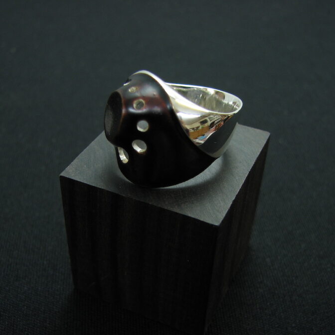 漆とシルバーの指輪