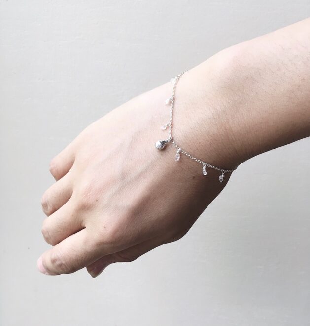 雫とハーキマー水晶のシルバーブレスレット