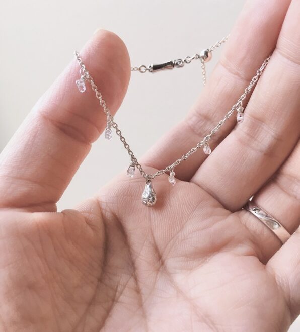 雫とハーキマー水晶のシルバーブレスレット