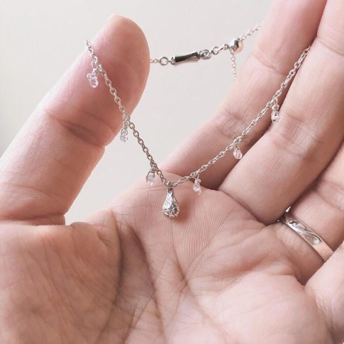 雫とハーキマー水晶のシルバーブレスレット