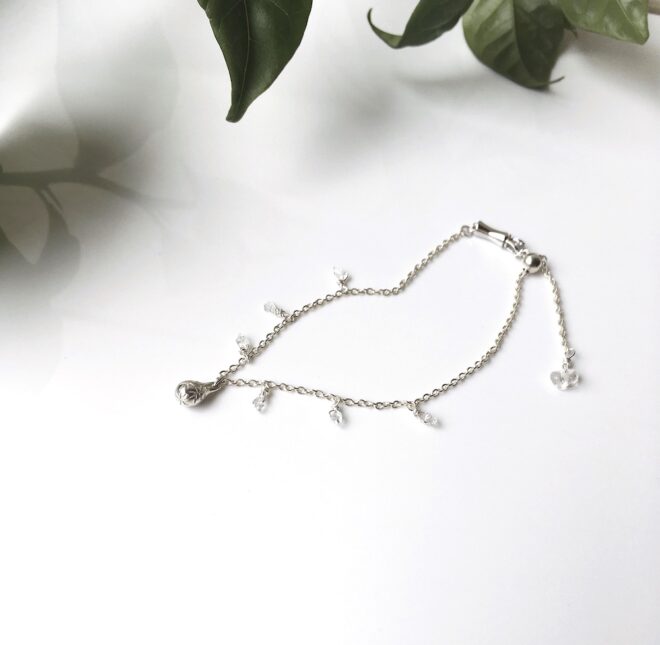 雫とハーキマー水晶のシルバーブレスレット